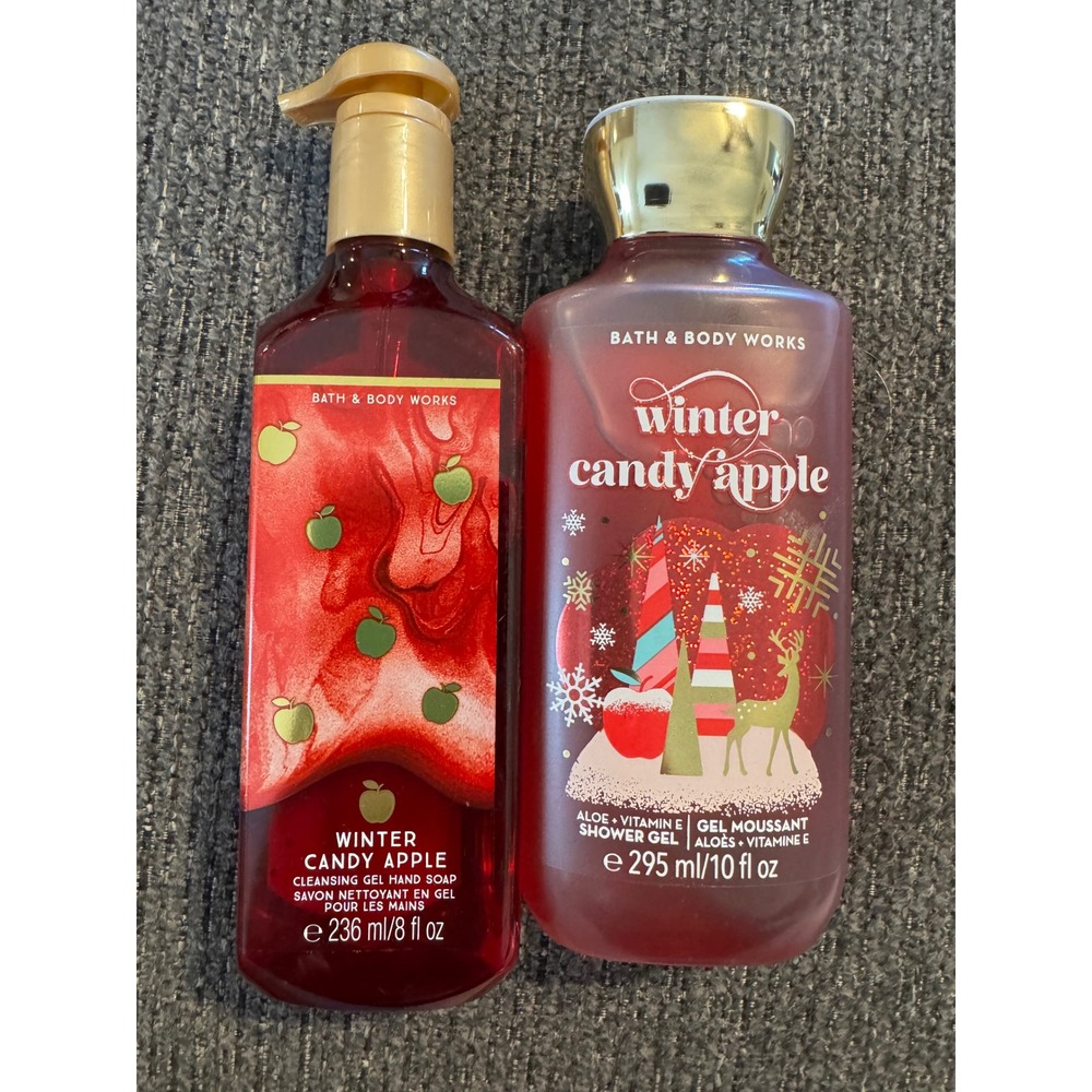 Bath & Body Works Winter Candy Apple Shower Gel and Hand Soap Set